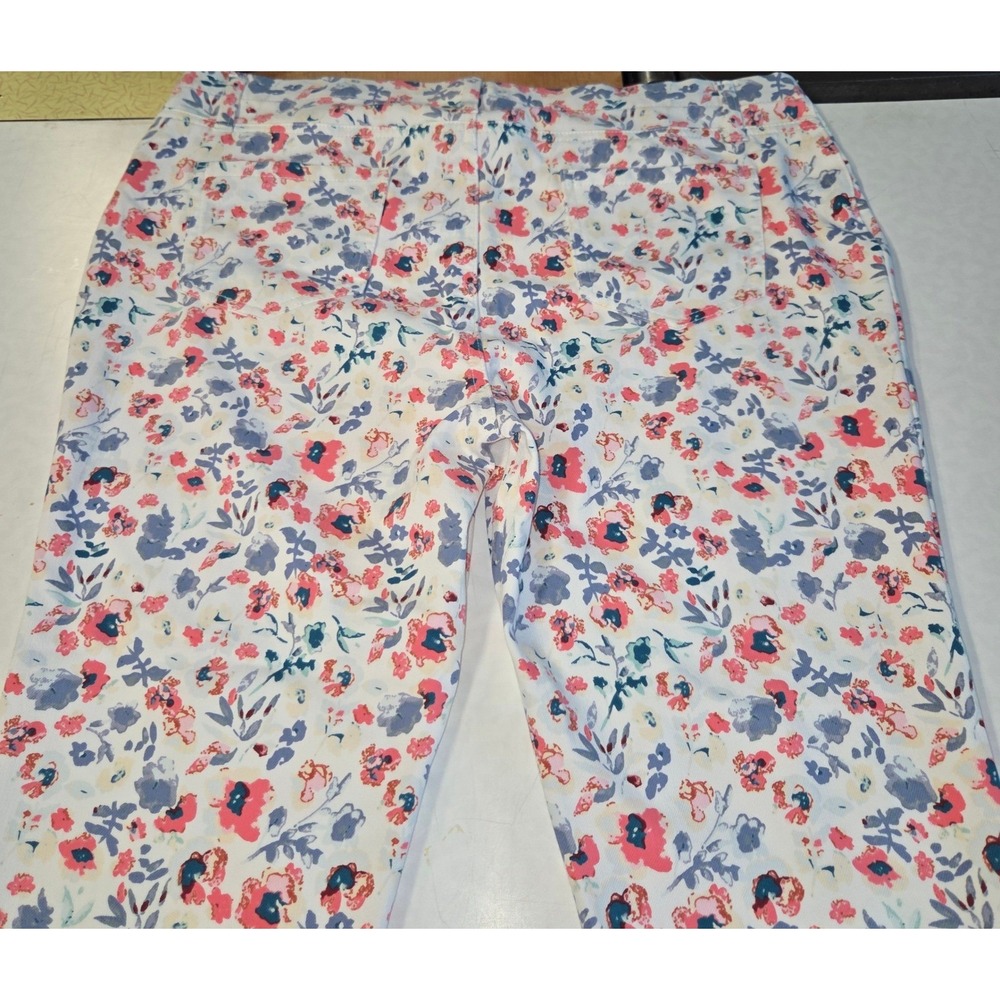 Faded Glory Floral High Rise Skinny Jeans White Pink Blue Plus Size 18W VGC - Picture 6 of 10